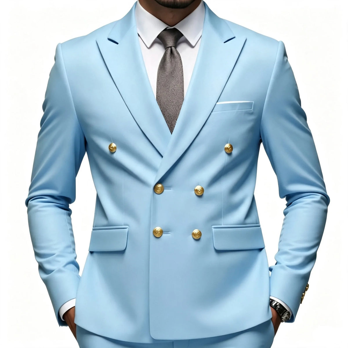 Business Men Suit Double Breasted Coat Jacket Blazer Tuxedos Tailored Peak Lapel Only Jacket