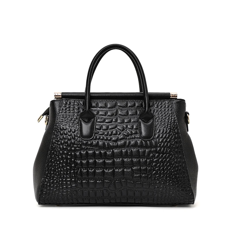 Aidrani Genuine Leather Women's Handbag, Fashion Crocodile Pattern Design, High-End Luxury Cowhide Bag Large Capacity