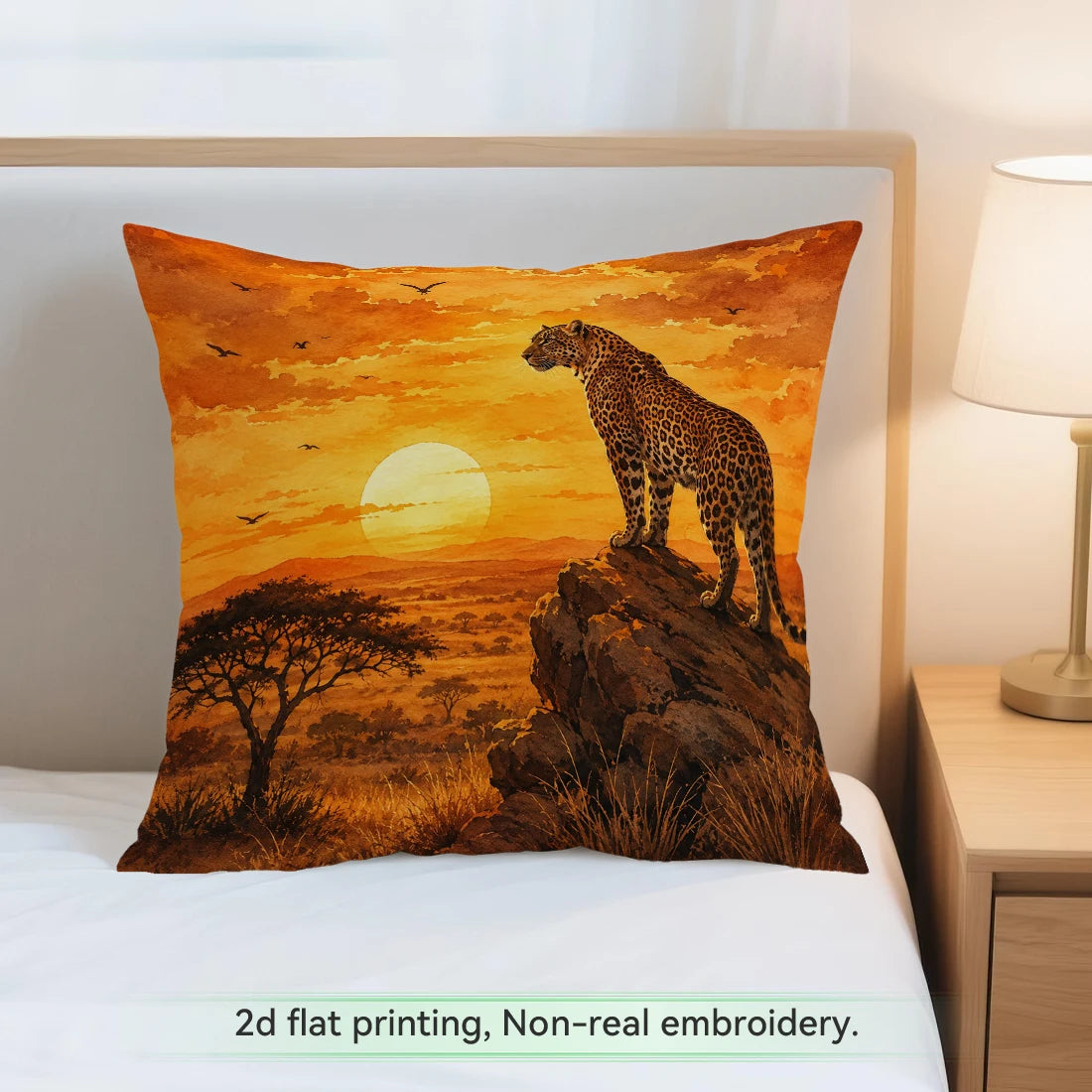 1/4 Stück afrikanische Graslandtiere Kissenbezug aus Polyester, Dekokissenbezug für Zuhause, Auto und Sofa