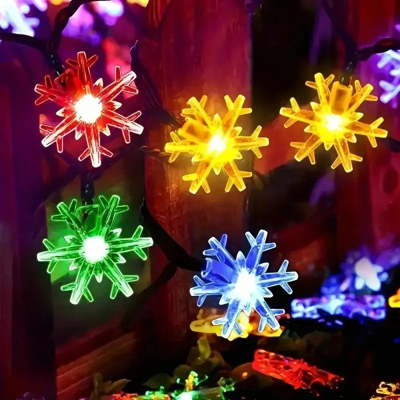 USB/Battery Powered Snowflake String Garland Fairy Lights Christmas Tree Halloween Holiday New Year Bedroom House Decor Lamp
