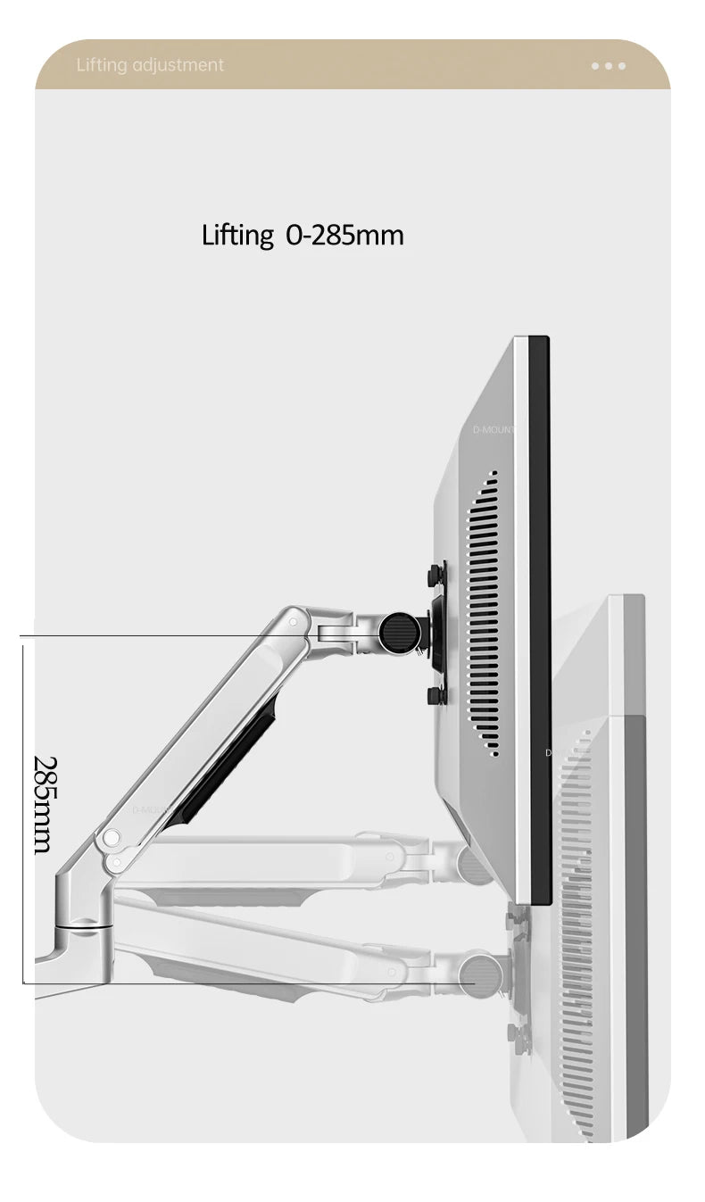 DL-8013 Support de bureau pour moniteur 17'-38' avec bras long, ressort mécanique 3-11 kg, fixation par pince et passage de câble 100x100 75x75
