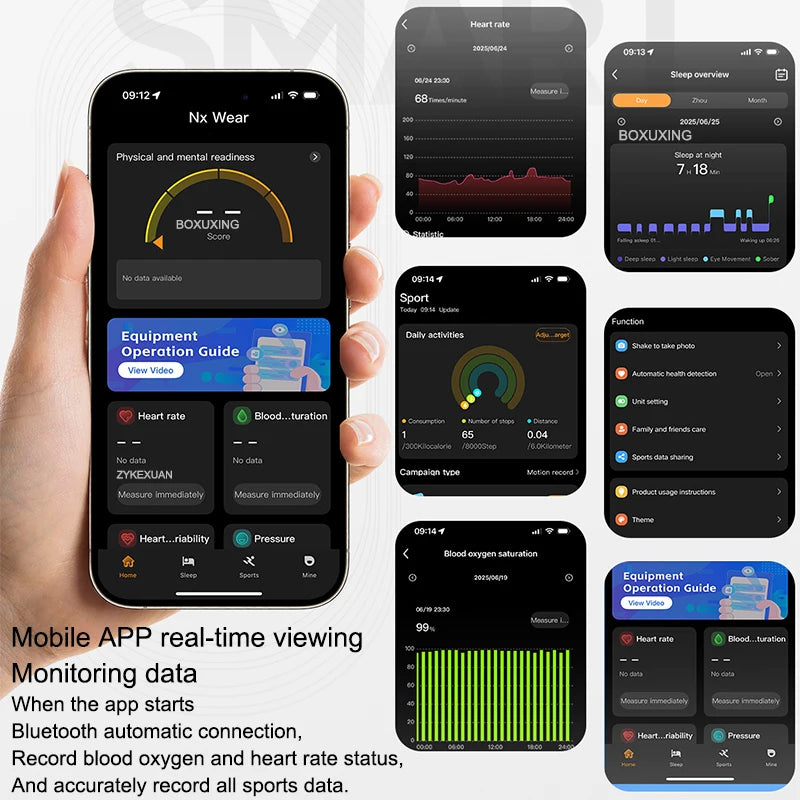 2026 New Fitness Tracker Smart Bracelet Men Women IPX8 Waterproof Heart Rate Sleep Outdoor Sport Pedometer GPS Track Smartwatch