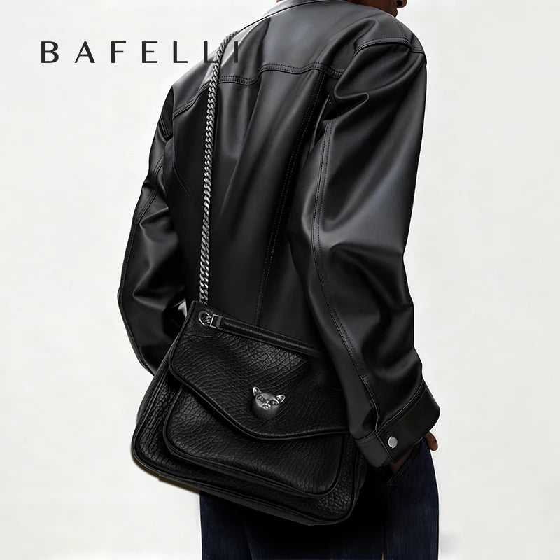 BAFELLI Trendy Chained Tote Bag for Women, Soft Leather Crossbody & Shoulder Bag, 2026 New Fashion Chic Luxury Handbag