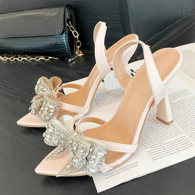 Sandali slingback donna Liyke a punta con fiocco luminoso