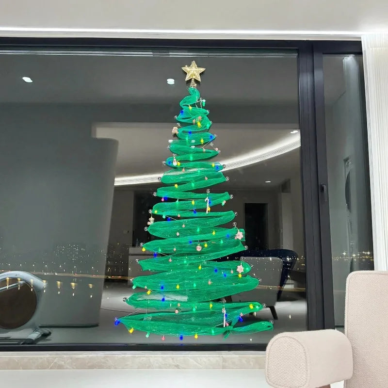 Weihnachtsdekoration DIY Glas Zuhause Weihnachtsbaum Schaufenster bodentiefes Fenster Atmosphäre Zuhause Hochzeit Szenengestaltung