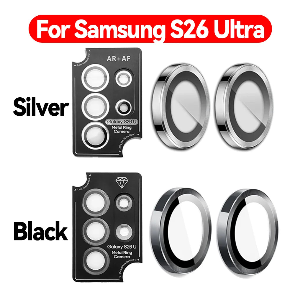 1-3pcs Tempered Glass for Samsung Galaxy S26/S26 Ultra/S26 Plus Metal Ring Camera Protector Easy Install Positioning Lens Film