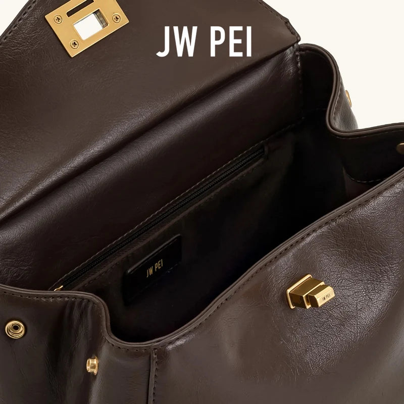 JW PEI Lucia Top-Handle Bag Luxury Designer Crossbody Shoulder Bag for Women Elegant Turn Lock Vegan Leather Messenger Purse 03