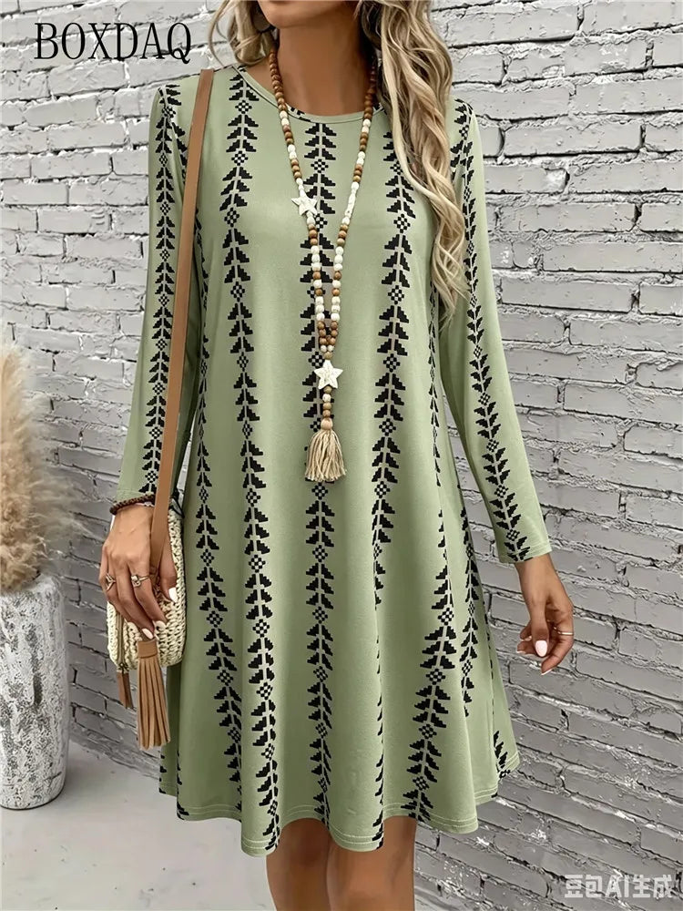 Abito a righe da donna con maniche lunghe