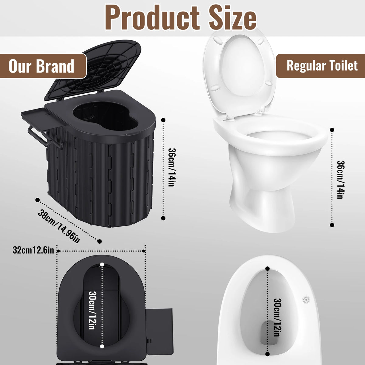 Multifunctional Portable Folding Toilet ABS Lightweight Camping Travel Commode with Lid 400lbs Load for Outdoor Fishing Hiking Road Trip