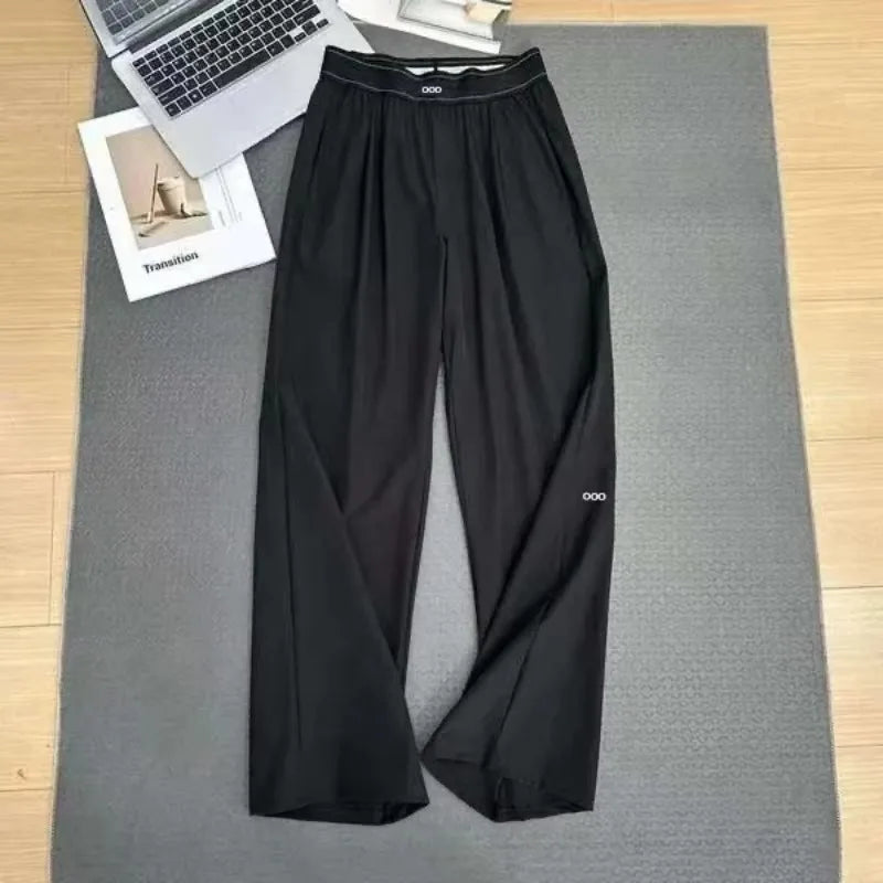 2026 Women’s Loose Casual Pants, Summer High-Waisted Lightweight Yoga Pants, Breathable Draped Straight-Leg Wide-Leg Sweatpants
