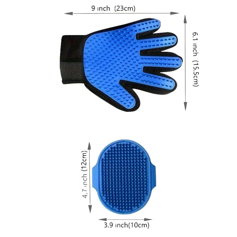 Kit de aseo de 2 piezas para perros, gatos y conejos, cepillo para el pelaje, guante de limpieza y baño, cepillo para eliminar el pelo y para la ducha