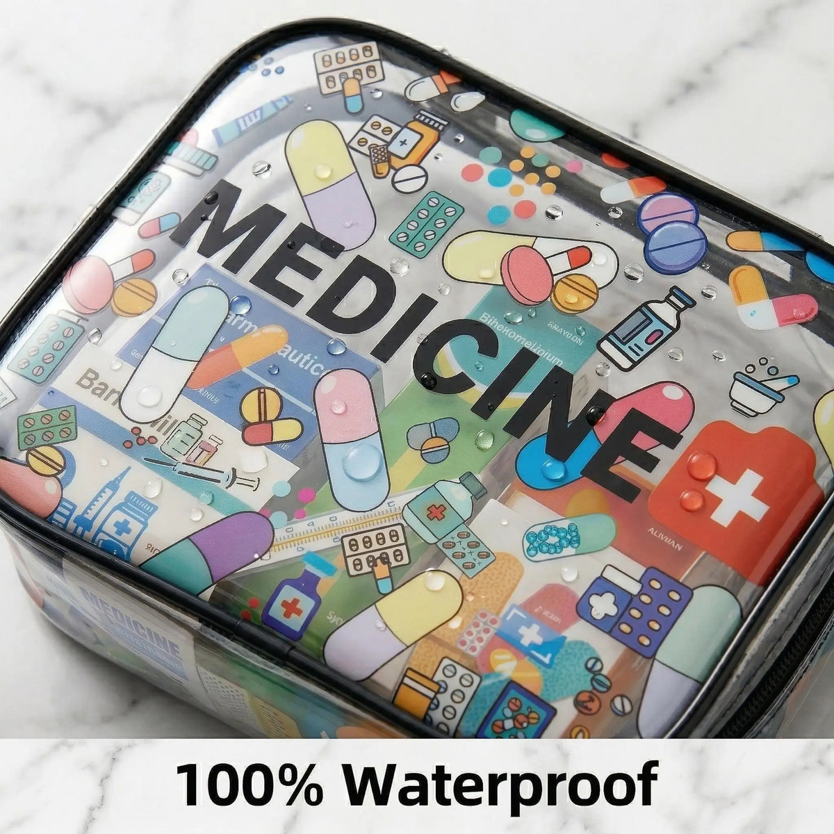 1 Stück transparente PVC-Reiseapotheke, wasserdichter Erste-Hilfe-Beutel, transparenter Kosmetik-Organizer mit Reißverschluss, Kulturbeutel für Damen