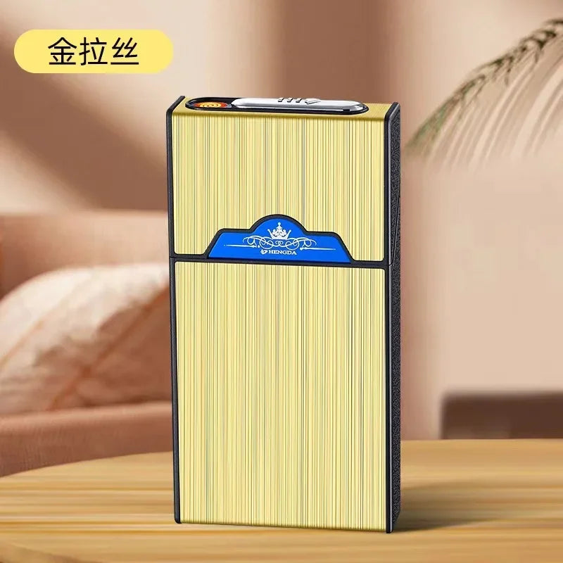 20-Cigarette Capacity Case with Tungsten-Wire Igniter, USB-Rechargeable Lighter, Waterproof and Moisture-Resistant Outdoor Electronic Lighter Gadget