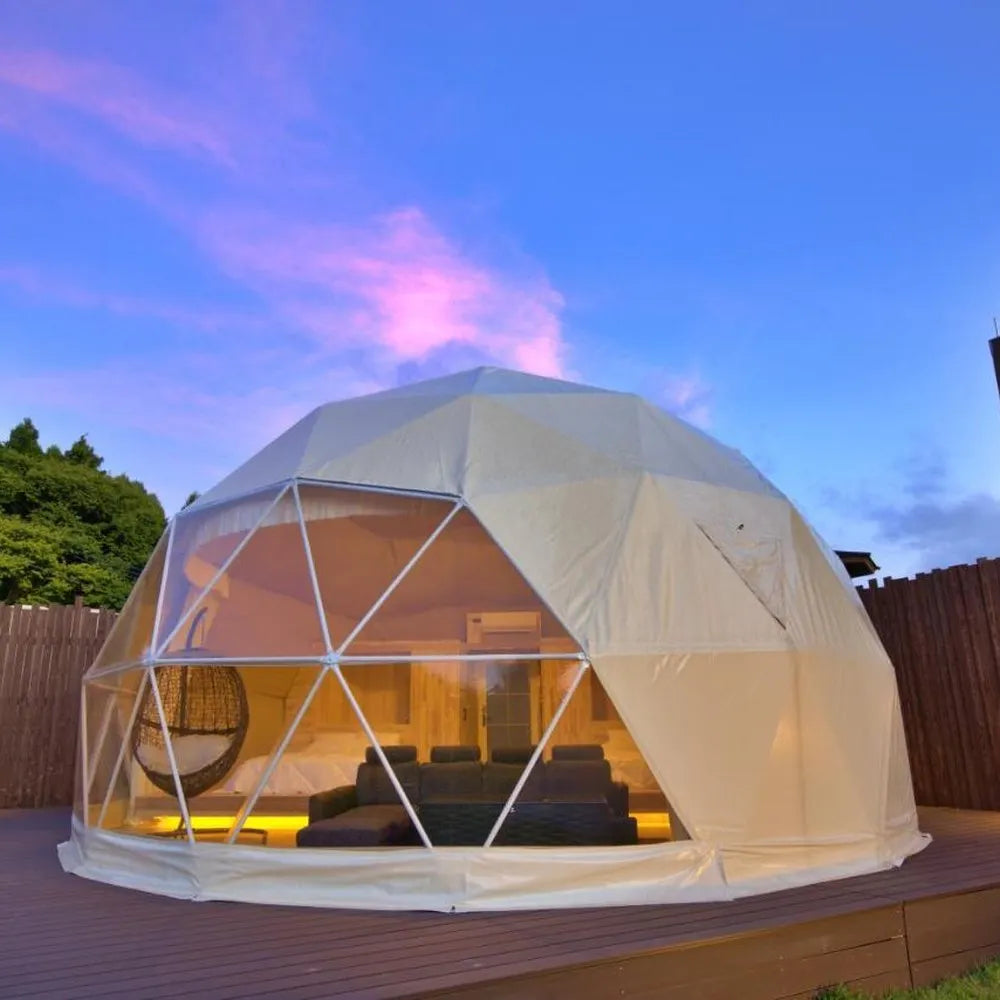 Commercial Luxury Glamping Geodesic Dome Tent Resort Weatherproof PVC 4 Season Customizable Resort Hotel Campsite Lodge Shelter