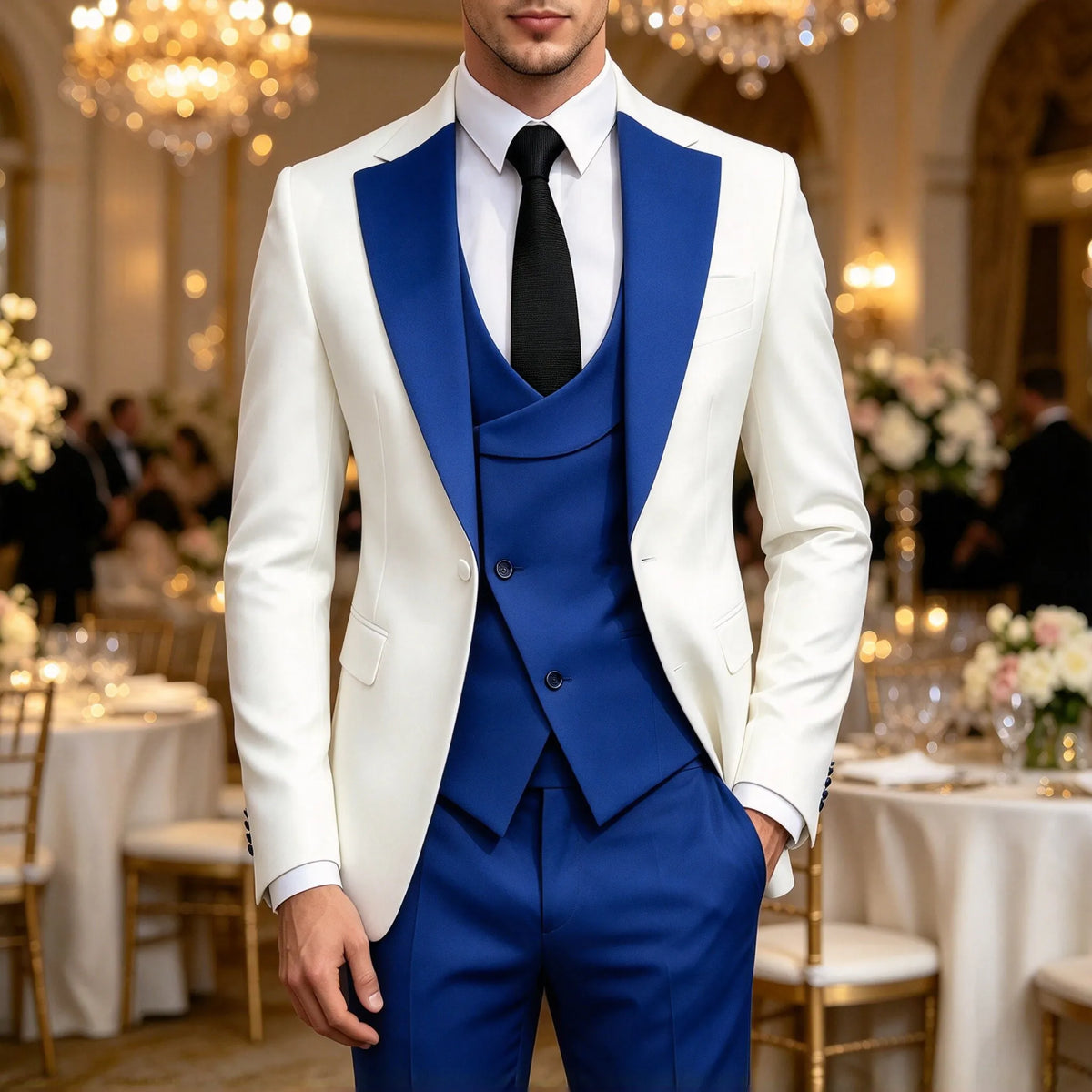 Men's Luxury 3-Piece Tuxedo Suit, Slim Fit, Multi-Occasion Formalwear for Wedding, Business & Party