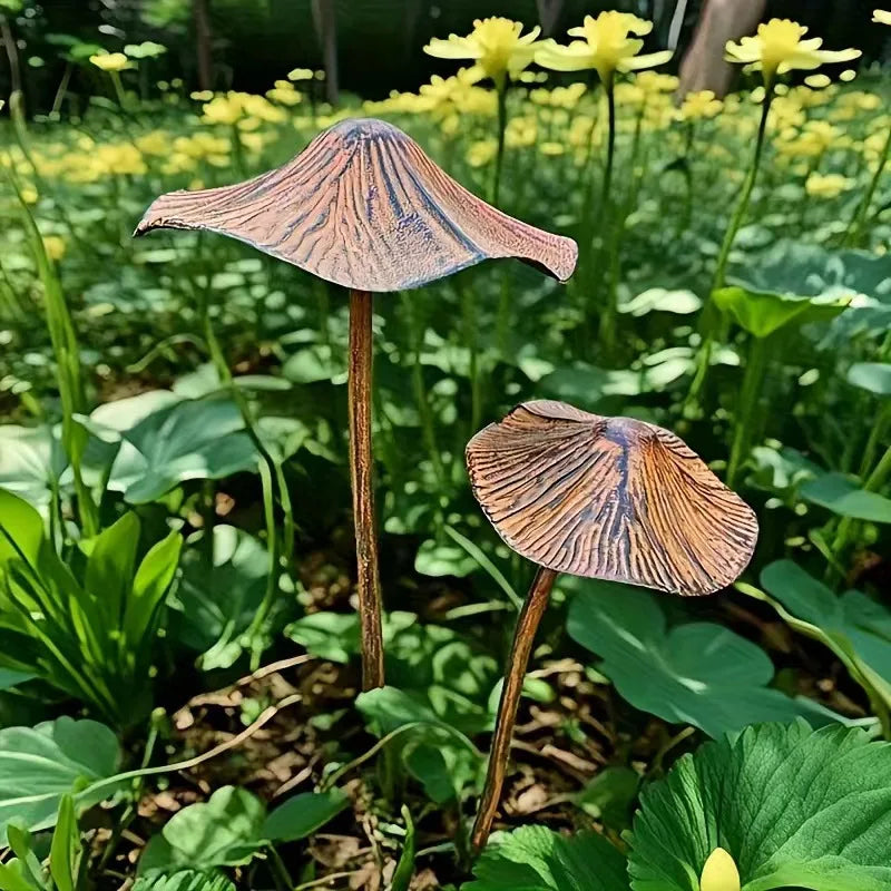 Ensemble de décorations de jardin champignons rouillés en métal rétro, plaque champignon rouillée pour extérieur, pour pelouse, décoration de jardin, décoration d'Halloween
