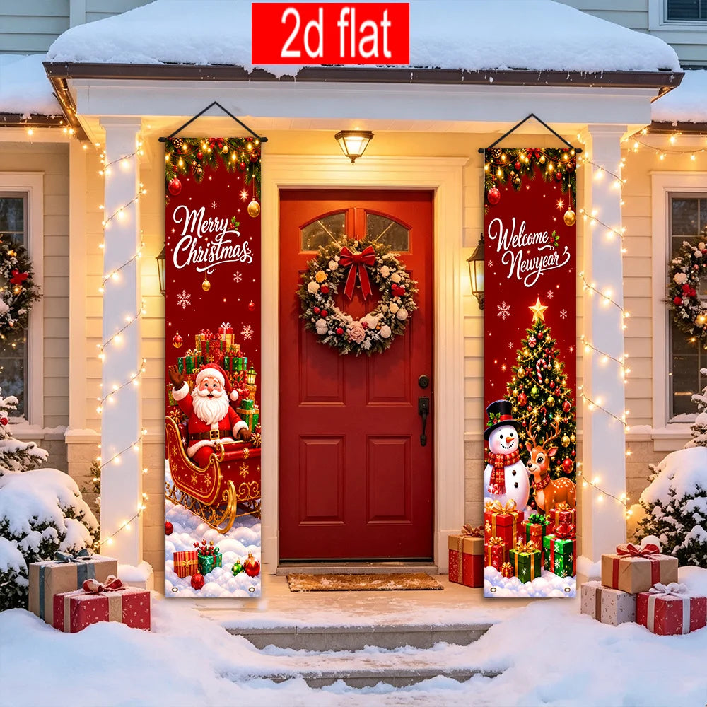 Christmas couplets, Christmas-themed decorations, indoor and outdoor porches, front of the living room