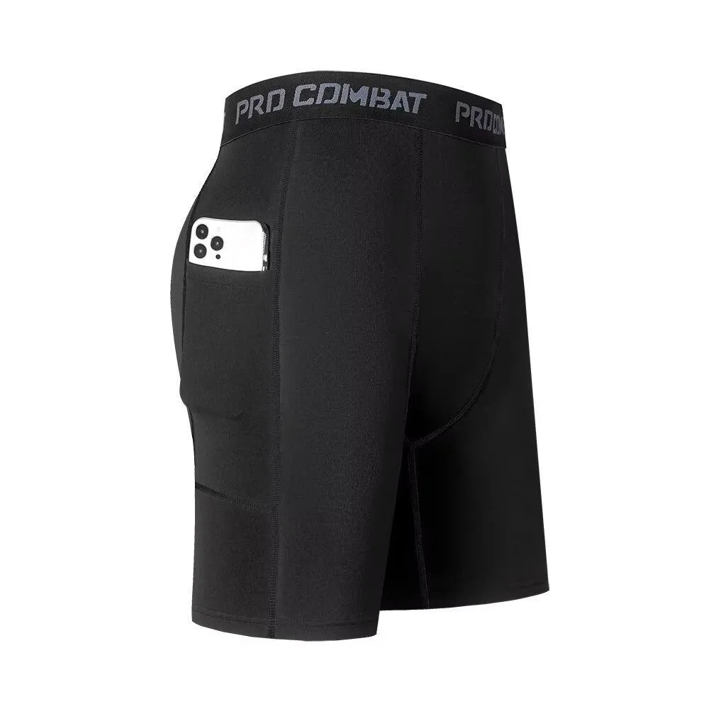 Pantaloncini sportivi aderenti uomo con tasca