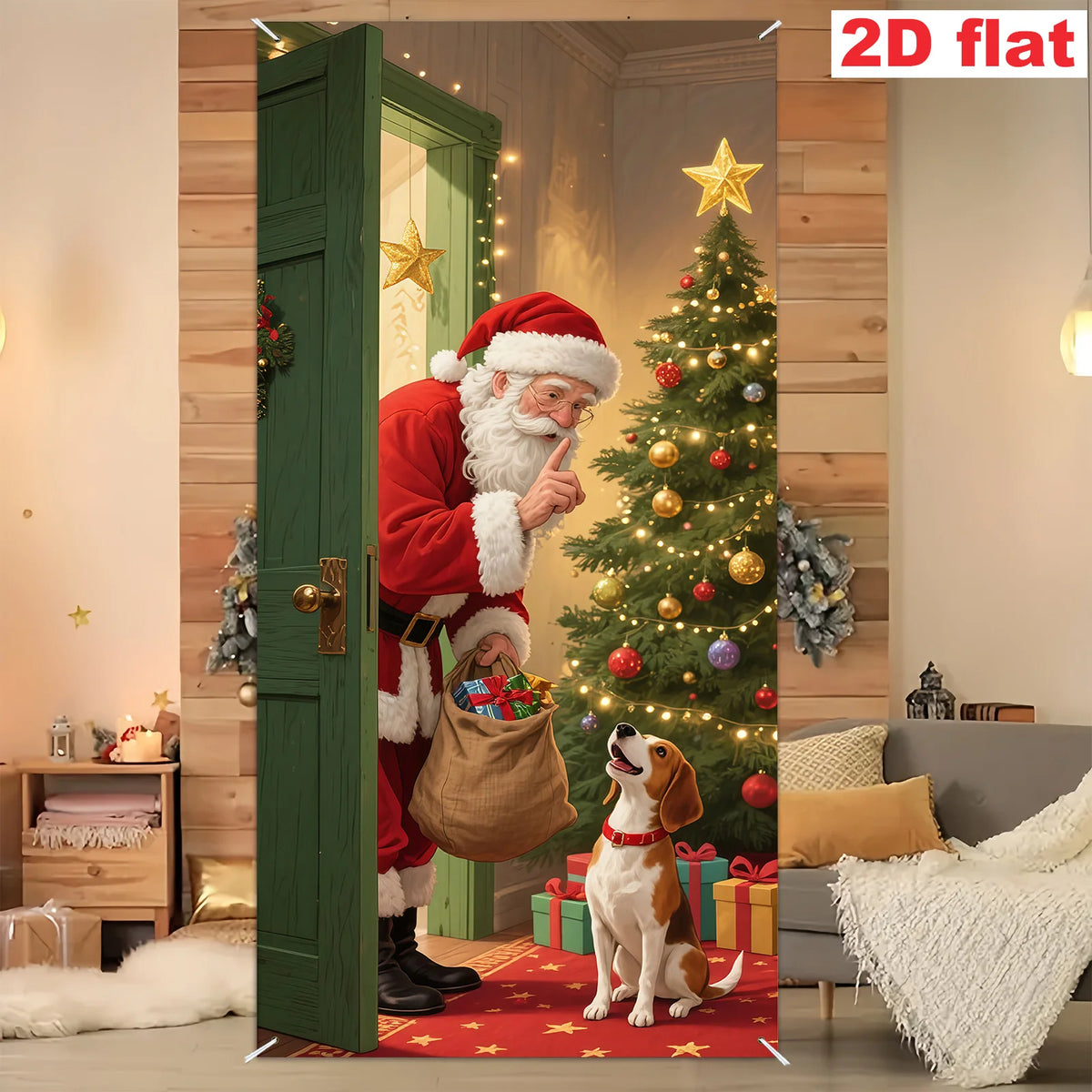 Christmas-themed decorative banners for the entrance area, featuring festive decorations for both indoor and outdoor use.