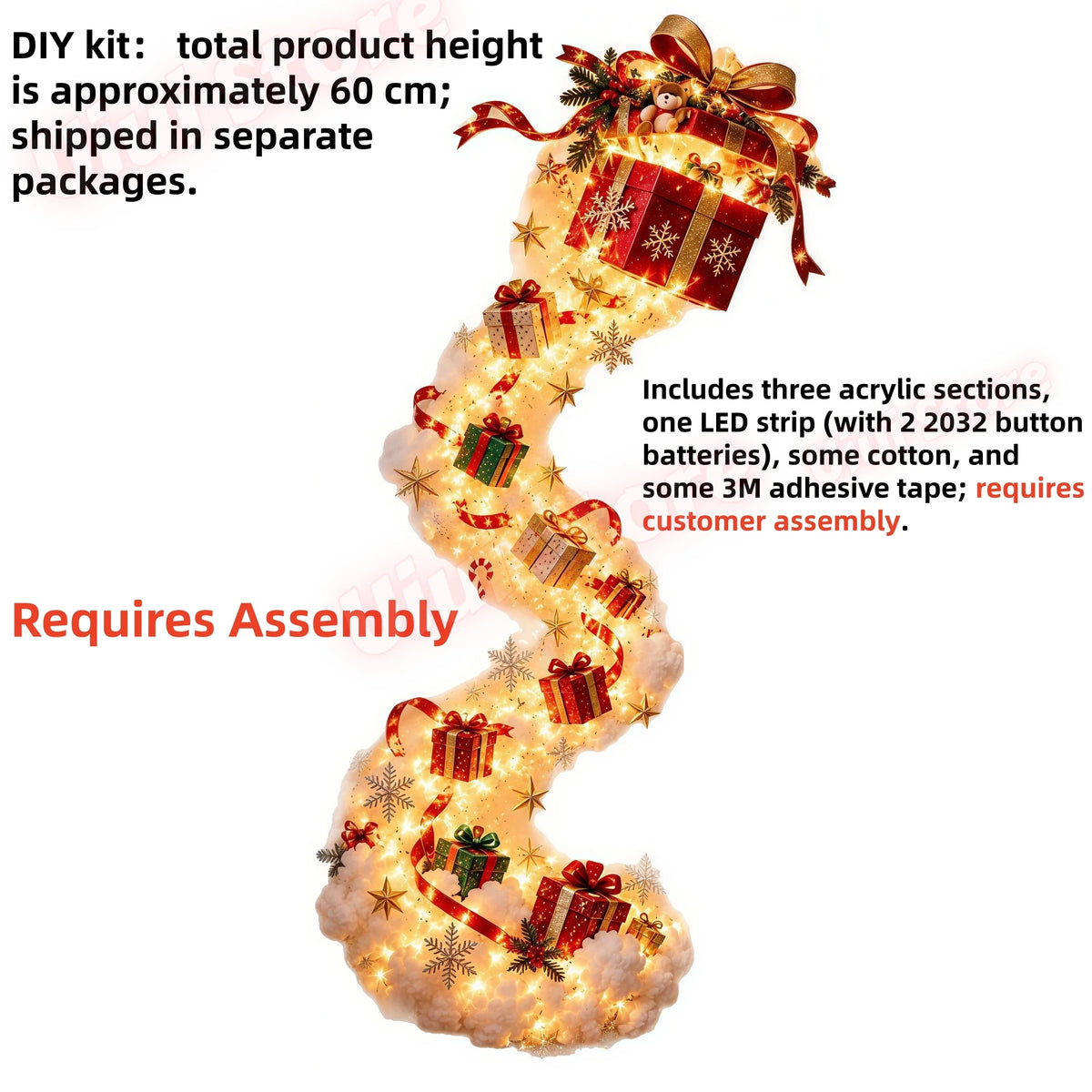 DIY Snowman Magic Trail LED Wall Light Christmas Winter Snow Glowing Ornament Holiday Home Wall Decoration(Requires Assembly)