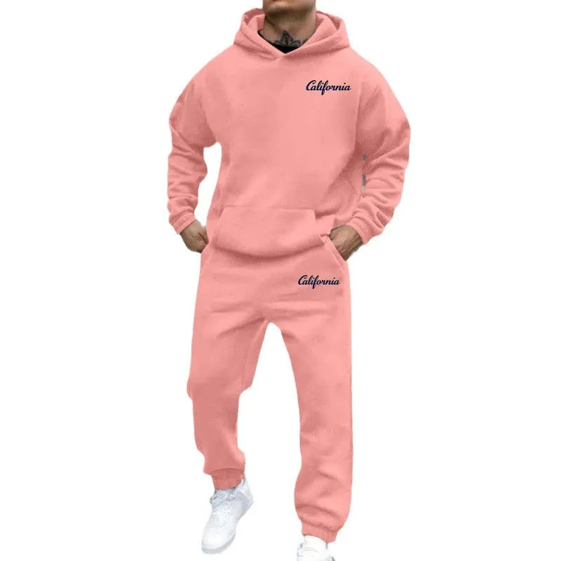 2026 letter printed sportswear set men's hooded sweatshirt long pants set spring and autumn winter warm suit Tracksuit