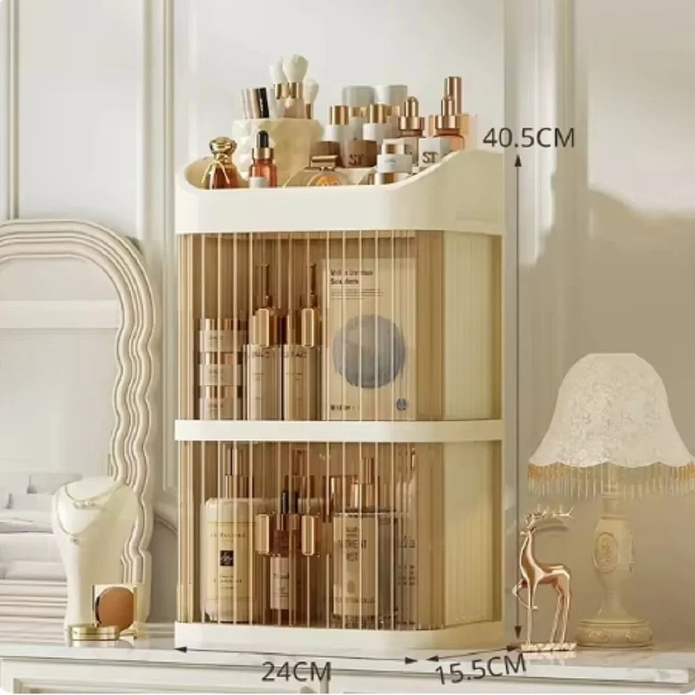 Kosmetik-Aufbewahrungsbox, große Kapazität, Schminktisch, Hautpflegeprodukte, Aufbewahrungsschrank, Schubladen-Organizer, Tisch-Staubschutzbox