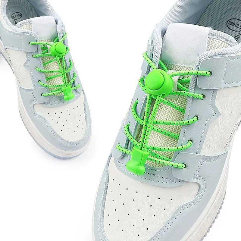 1 kit de lacets élastiques à bouton poussoir, extensibles et sans nœuds, pour chaussures de course, baskets et chaussures de sport, adultes et enfants