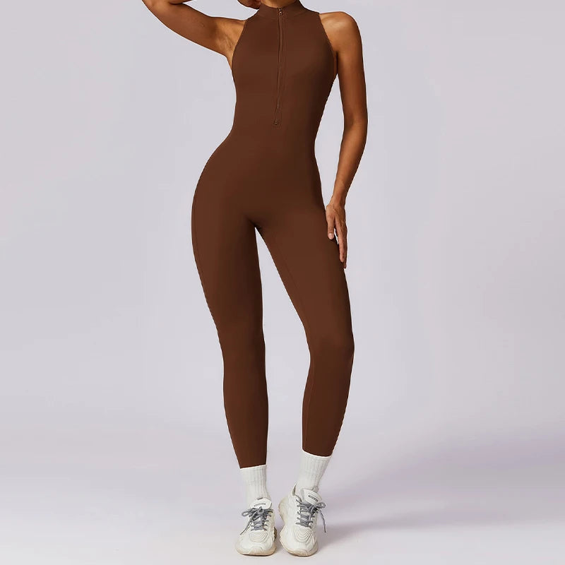 Tuta intera yoga donna con schiena a V