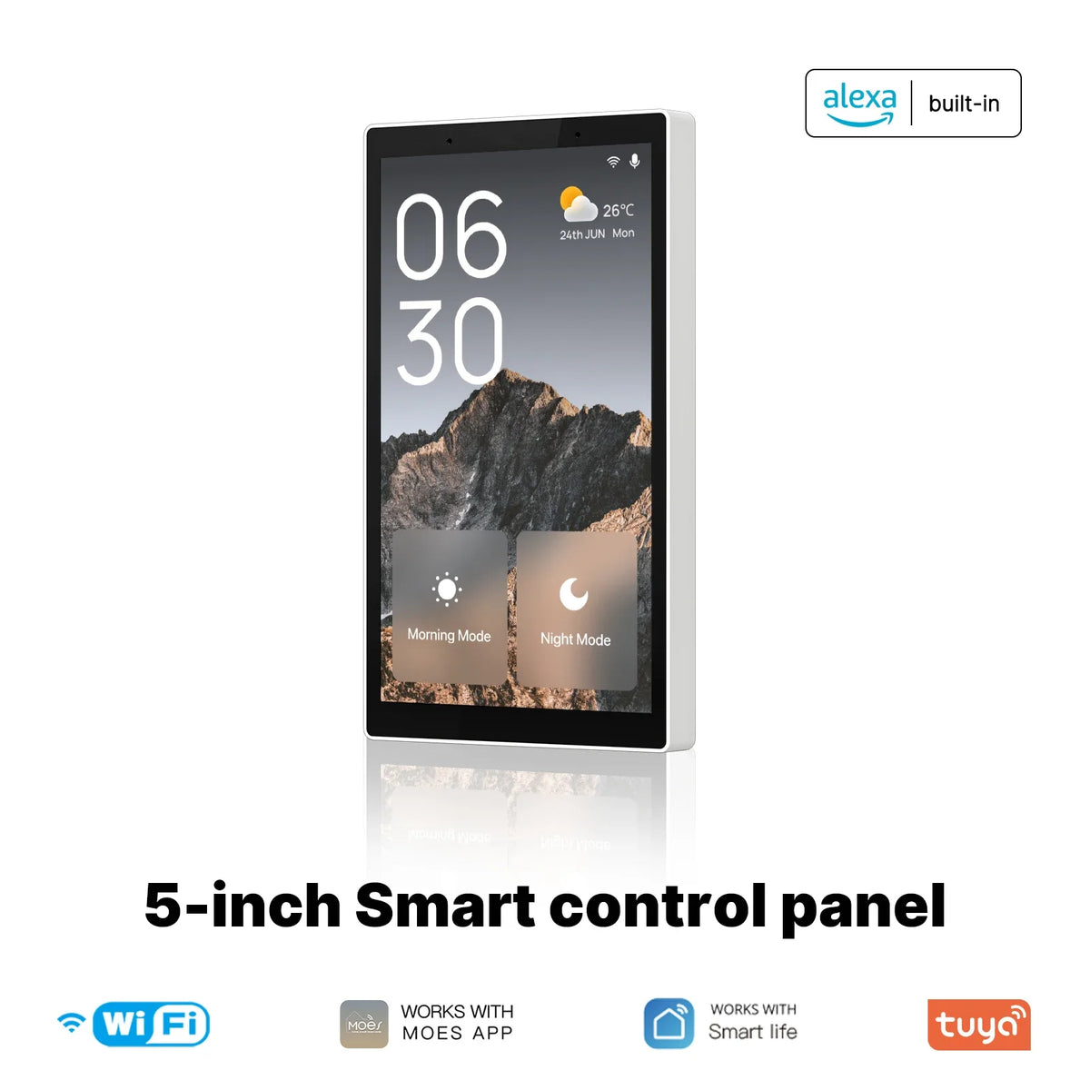 MOES Tuya Wi-Fi Smart 5-inch Touchscreen US Central Control Panel, Alexa Voice Control, Built-in Zigbee Gateway, Scene Control