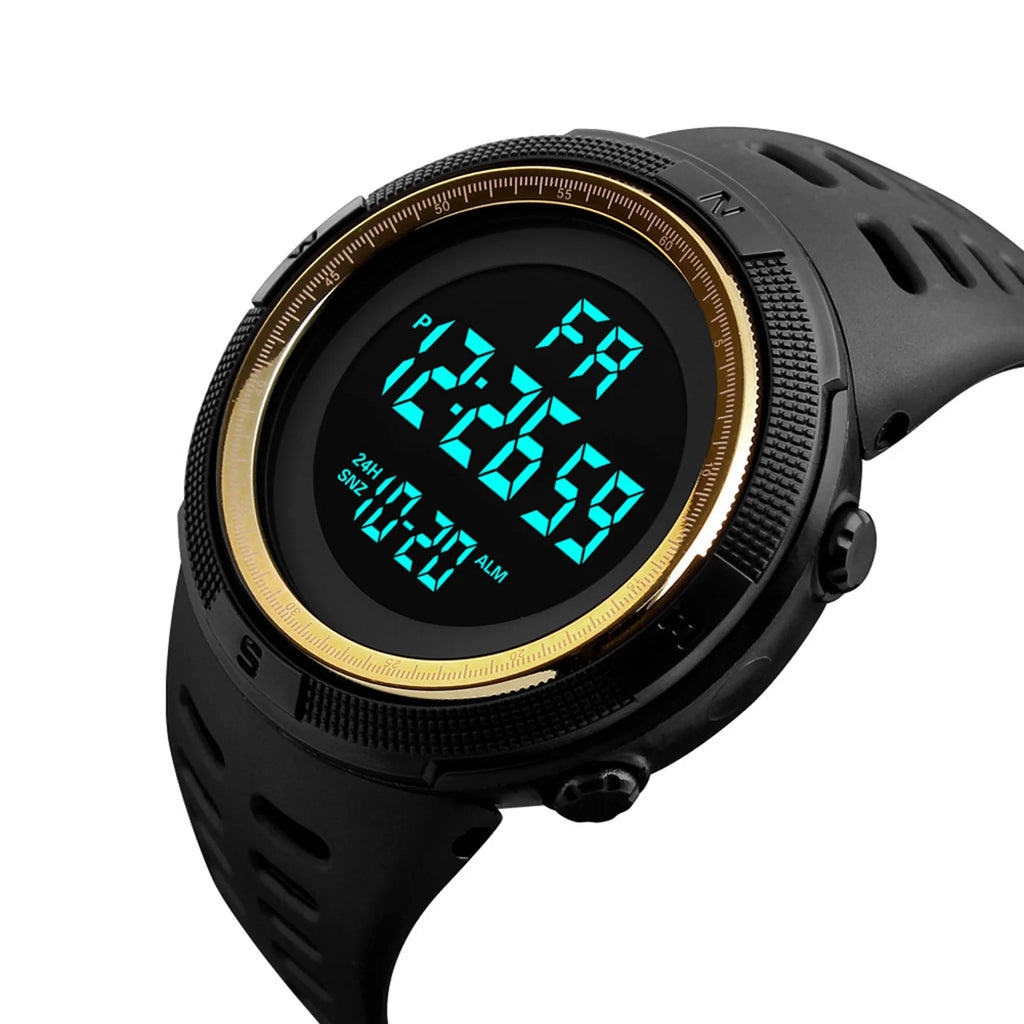 Montre de sport numérique pour homme étanche décontractée lumineuse avec chronomètre alarme montre militaire simple pour la course l'escalade la pêche