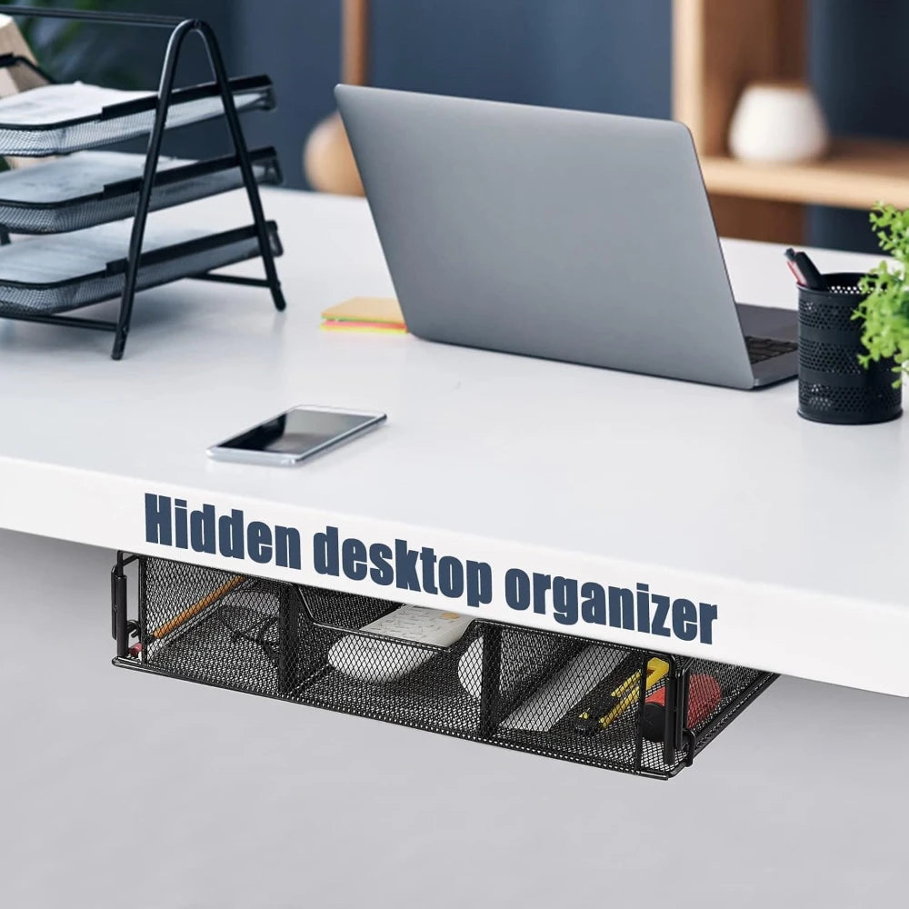 Under-Desk Pull-Out Metal Storage Drawer