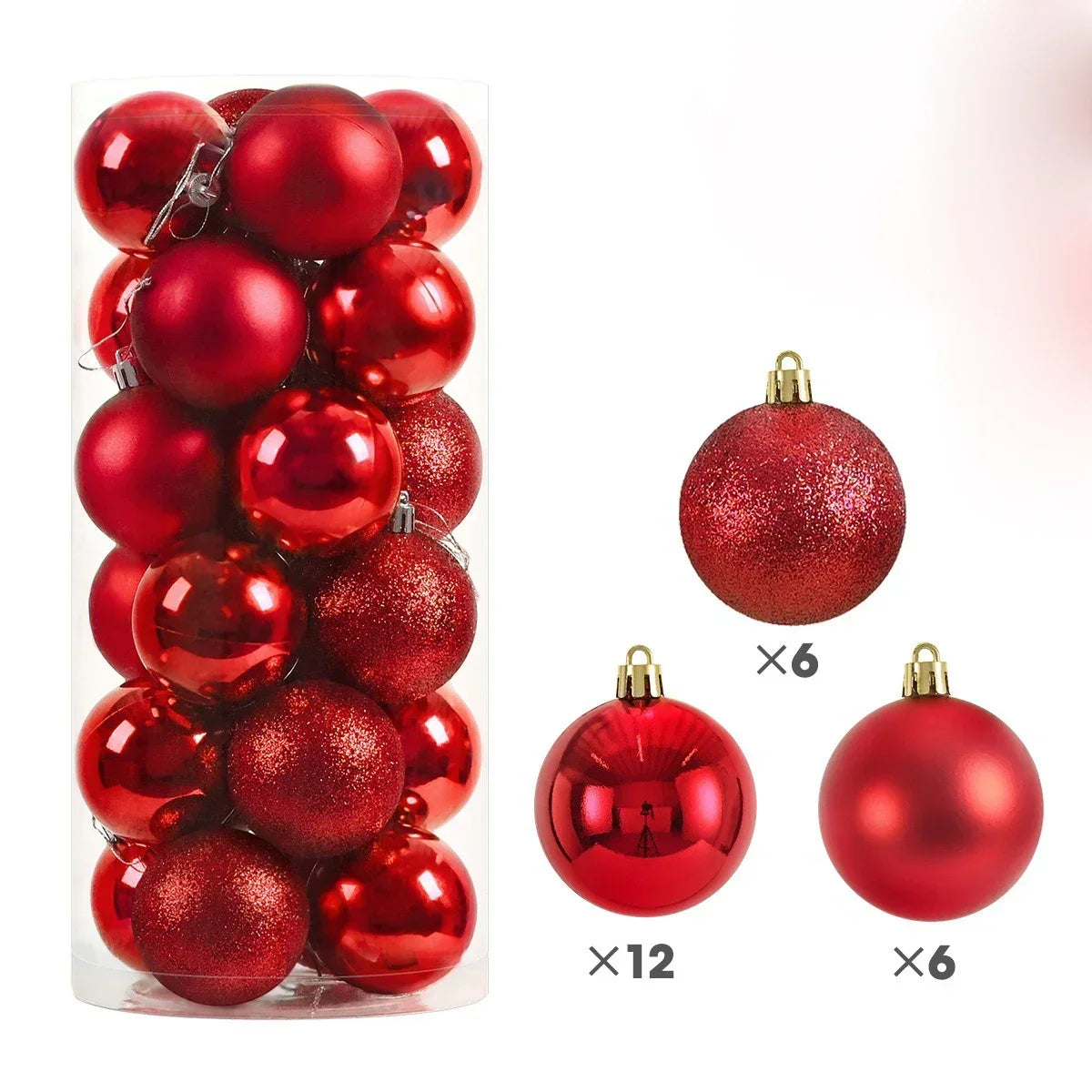 2025 24Pcs 3/4/6CM Christmas Balls Big Ball Christmas Tree Pendant Ornaments for Party Decor New Year Navidad Gifts Accessory