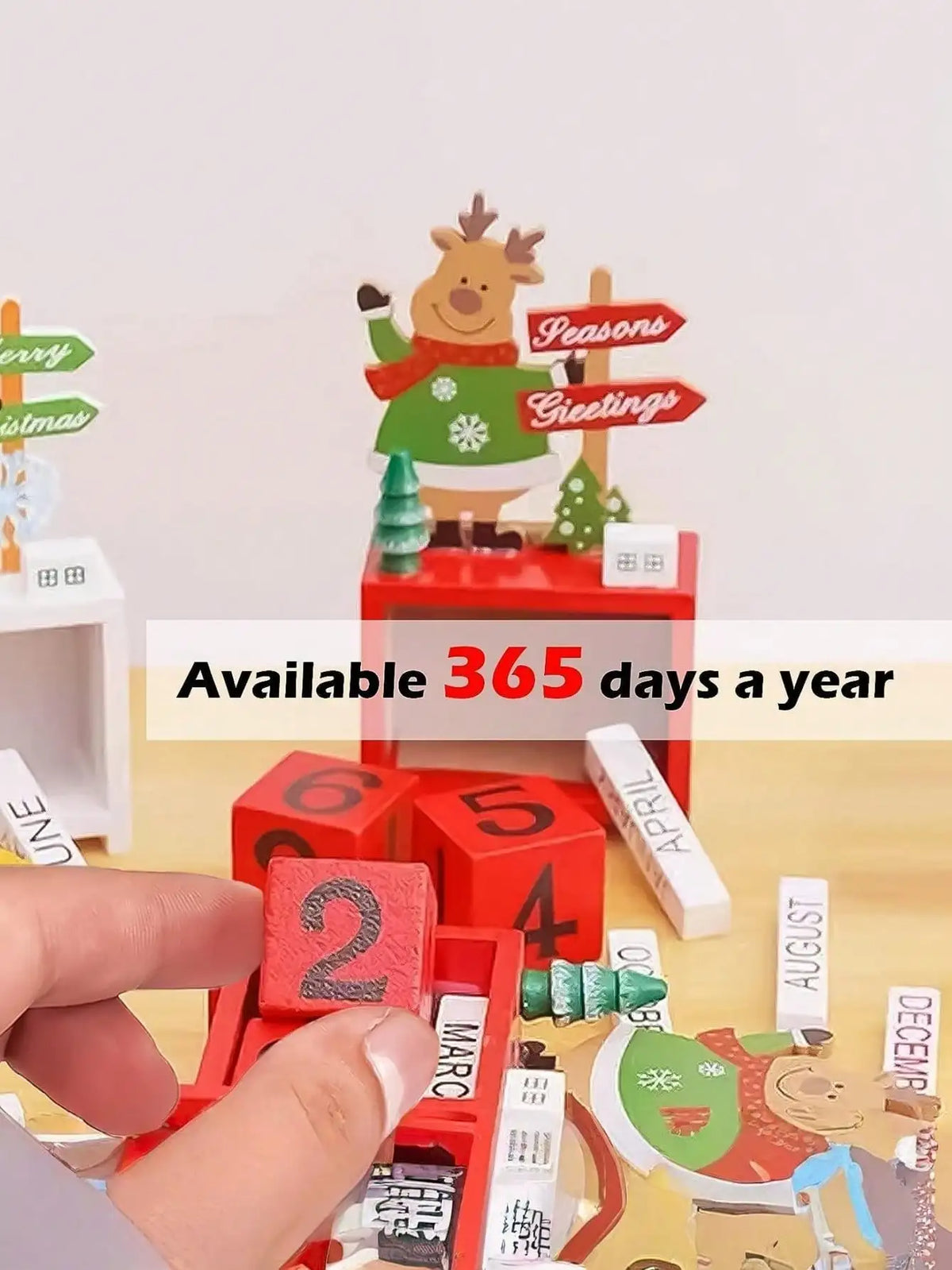 1 Weihnachtsbaum-Geschenk, hölzerner Kalender als Schreibtischdekoration, Heimdekoration, Weihnachtsdekoration, Raumdekoration