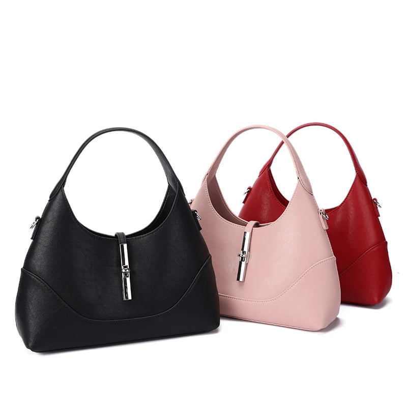Women's Handbag Genuine Leather Shoulder Crossbody Bags Ladies Fashion Luxury Solid Versatile High Quality Cowhide Handbags