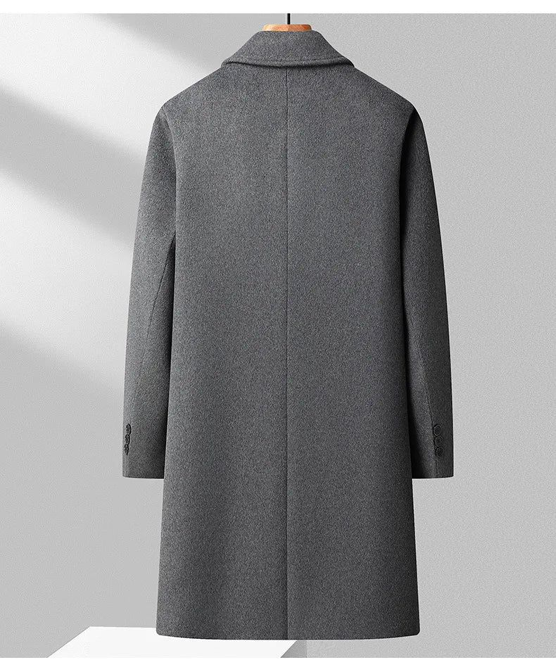 New Winter Men Formal Wear Business Wool Trench Coats British Cashmere Overcoats Quality Man Woolen Blends Long Jackets Size 4XL
