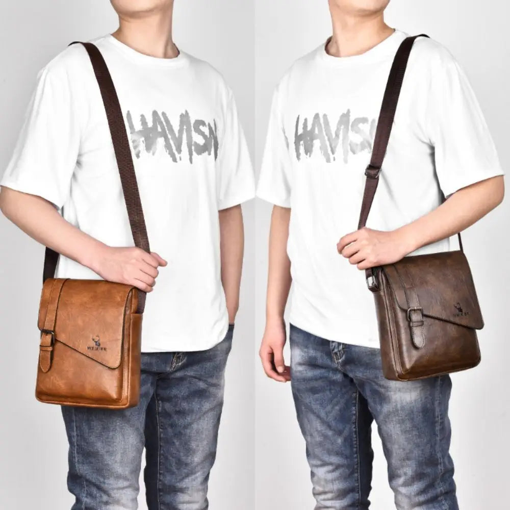 PU Leather Messenger Bag with Adjustable Strap