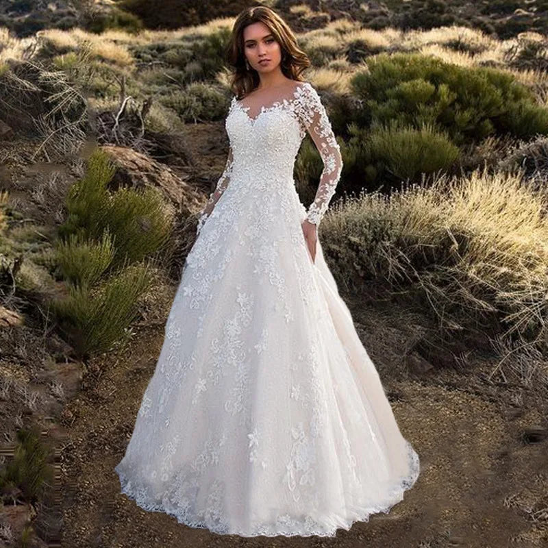 Abito lungo in pizzo da donna