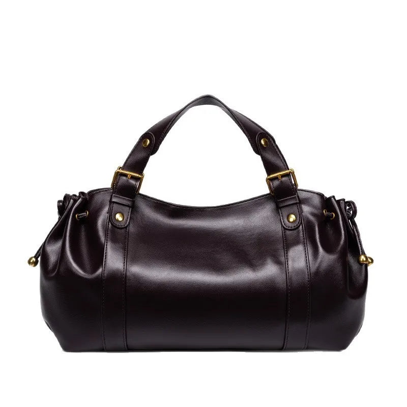 Fashion Large Capacity Ruched Tote Bag Designer Drawsting Women Handbags Luxury Soft Pu Commuter Bags 2026 Trend City Bag