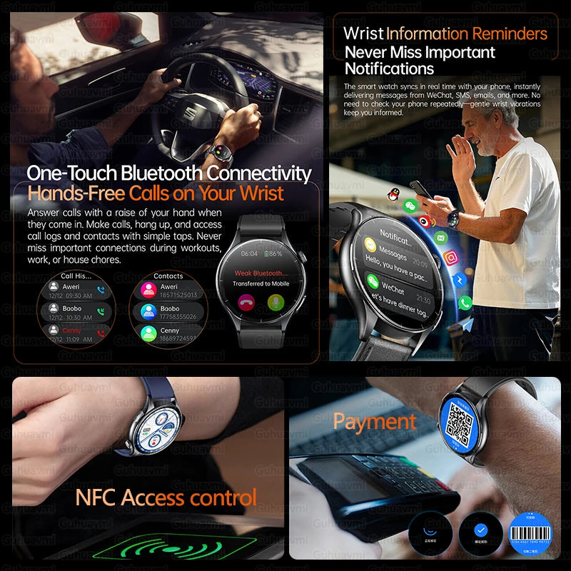 GUHUAVMI ET458 smartwatch AMOLED da 1,56″ con chiamate
