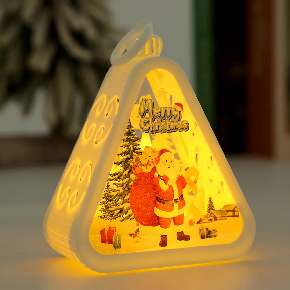 Lanterne veilleuse LED rétro de Noël | Décoration lumineuse de Noël pour fenêtre et table, accessoire d'ambiance, cadeau des fêtes