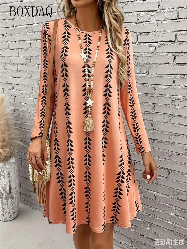Abito a righe da donna con maniche lunghe