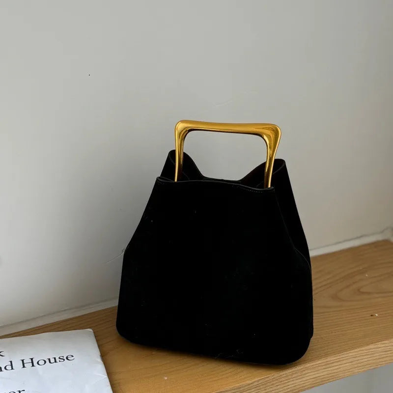 Luxury Women Handbags Velvet Elegant Wedding Party Dress Shoulder Clutch Bag Fashionable Metal Handle Purse Spring Summer New