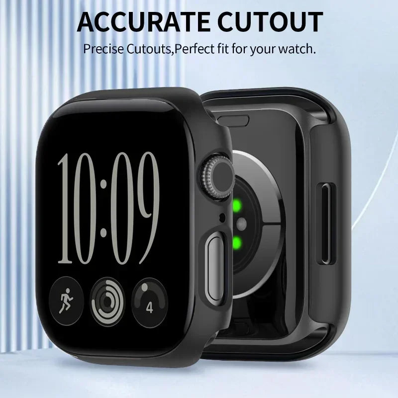 For Apple Watch Series 12 11 10 9 8 7 SE 6 Tempered Glass+Case 41 44mm 40 45mm 42 46mm Screen Protector Cover iWatch accessories