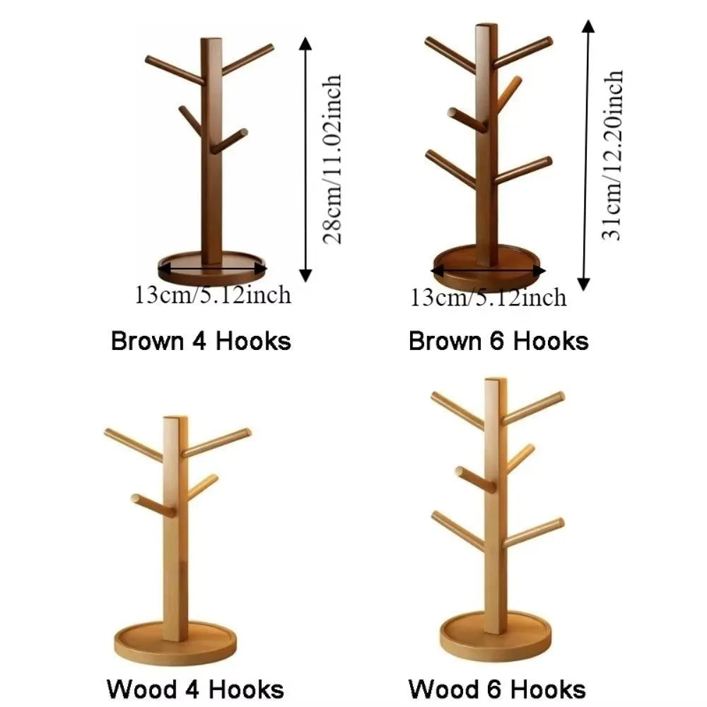 Soporte para tazas de café en forma de árbol, 4/6 ganchos, ahorrador de espacio, estante de exhibición colgante multifuncional, decoración de cocina, organizador de almacenamiento