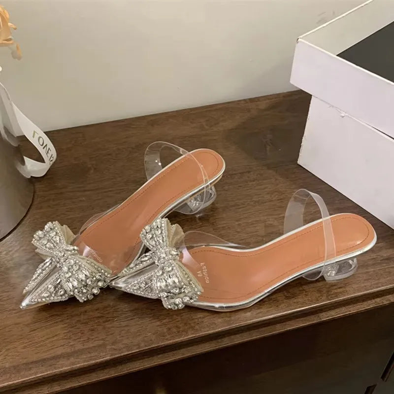 Scarpe slingback donna Liyke trasparenti con fiocco luminoso