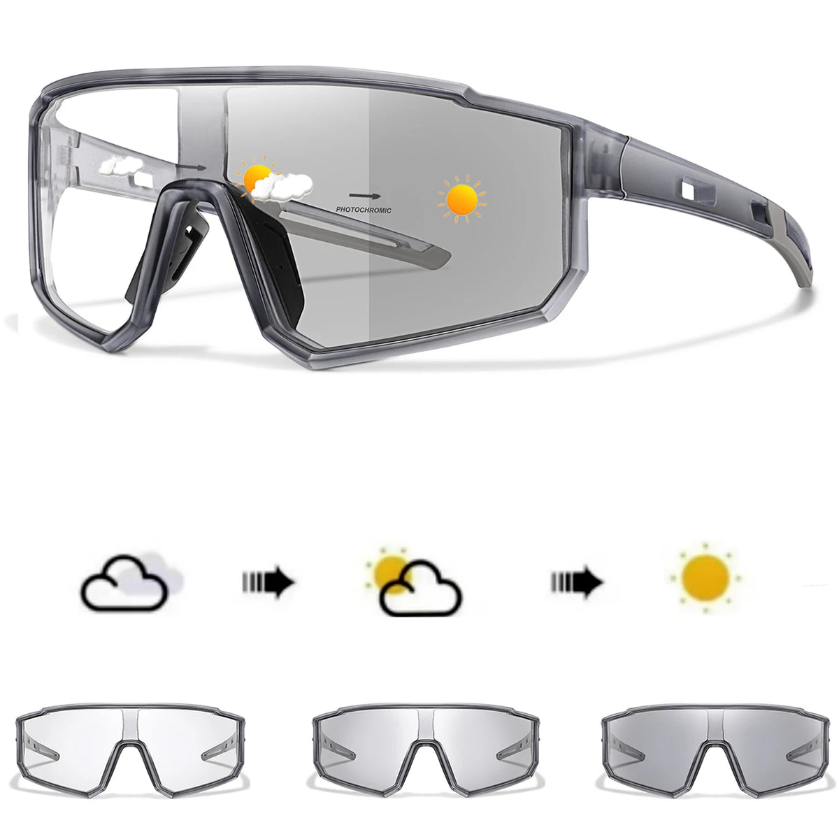 New Style Brand Photochromic Eyewear for Men and Women, MTB and Cycling Glasses, Running and Fishing Glasses, Comfortable Windproof Goggles