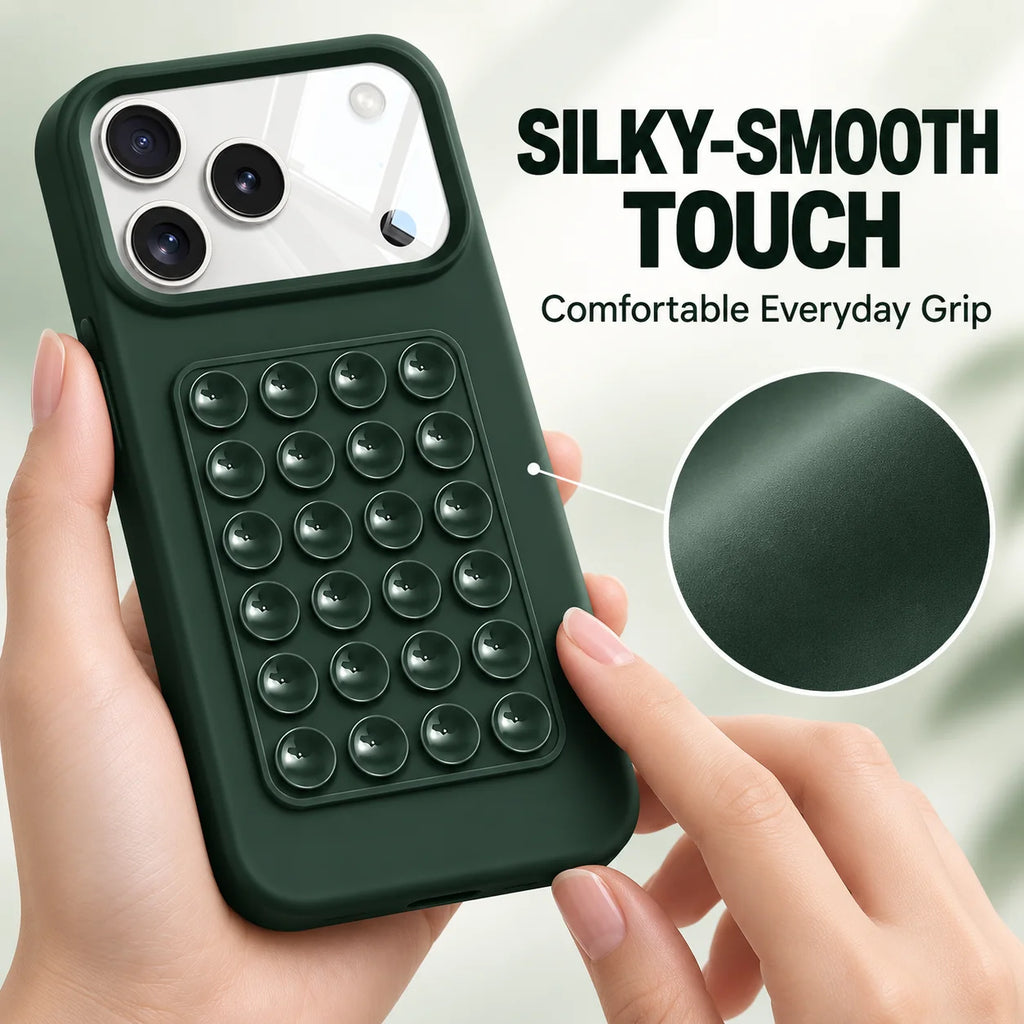 Luxury 2IN1 Silicone Suction Cup Bracket Phone Case For iPhone 18 16 15 14 13 12 11 17 Pro Max Plus Shockproof Phone Accessory