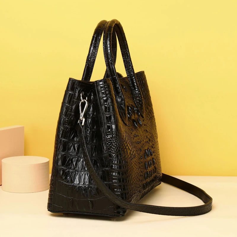 New Luxury Handbag Real Cowhide Crocodile Fashion Handbag Women's Leather Women Bags Designer Handbags Quality Women's Tote