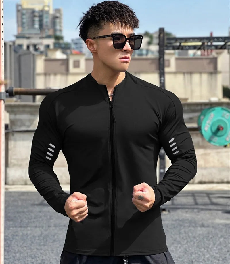 Sports hoodie men's, long sleeve, zip