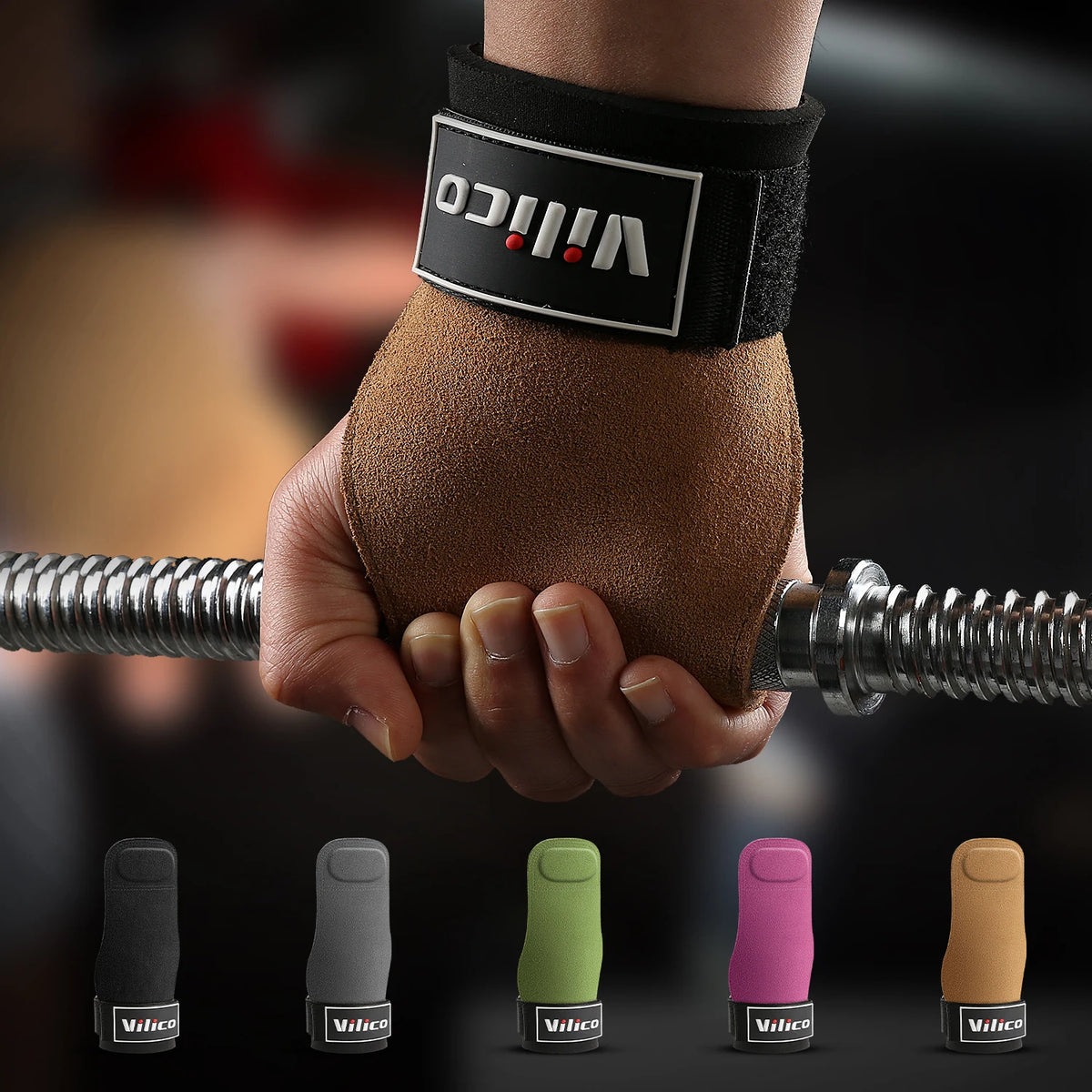 Cowhide Leather Gym Grips for Lifting and Pull-Ups